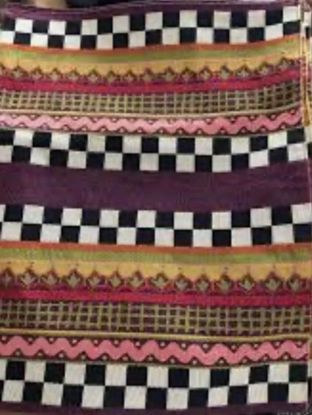 NWOT Mackenzie-Childs table runner fabric check print: Pristine, RARE, New